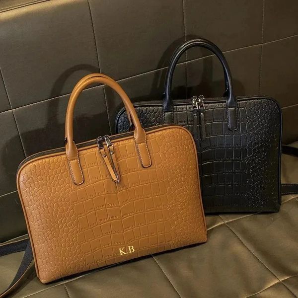 Customized Style Business Briefcase Handbag Suitable For 13/14/15 Inch Laptop Bag Insurance Document Shoulder Diagonal Bag 240816 S260824UB6G