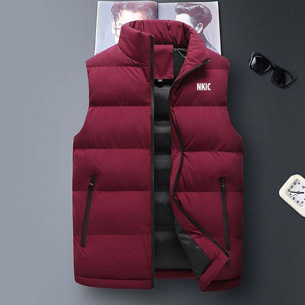 

Mens Vest Jacket Warm Sleeveless Jackets Winter Waterproof Zipper Coat Autumn Stand-up Collar Casual Waistcoat Brand Clothing Plus Size M-4XL, Black