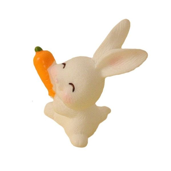 

Charming Small White Bunny Holding a Carrot - Handcrafted Resin Craft for Your Desk