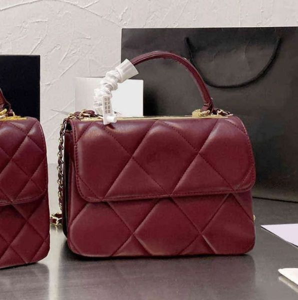 

Calfskin Leather Trendy Bags Top Handle Quilted Chain Cross Body Shoulder bag Classic Flap Large Capacity Famous Designer wallet, Silver