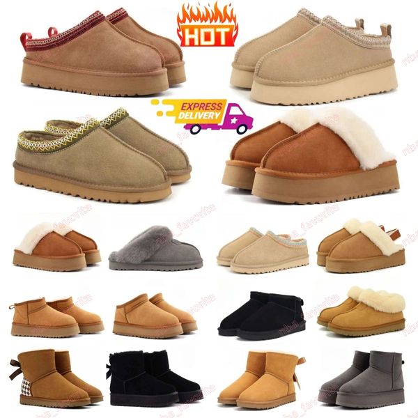 

Uggsslippers Tasman Designer Snow Boots Women Tasman Australia Slippers Platform Slider Ultra Mini Chestnut Thanksgiving Gift Men Shoes Winter Ankle C23 DHgate, Red