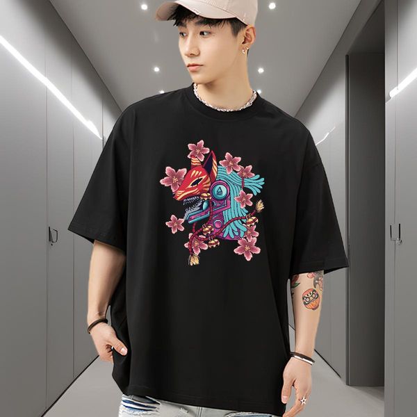 Loose Fit T shirt 100% Cotton 230g ET Home Outdoor Black White Breathable Soft Tshirts 2024 DIY Clothings