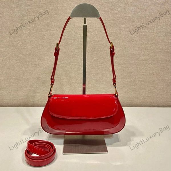 

Designer Red Bag Bright Patent Leather Crossbody Bags Luxury All-match Underarm Bag Fashion Handbag For Women Baguette Gold Shoulder Bags, Style3-brown patent leather