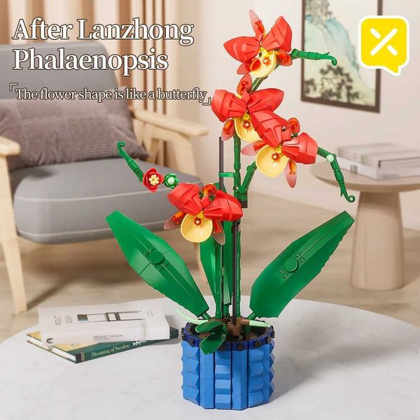 Flower Building Blocks Set Orchid Toy Building Sets Artificial Plant Building Blocks Kit for Ages 6+ Kids and AdultsM240819