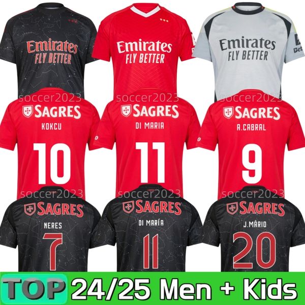 

4XL 24 25 Fans Player Version Benficas Soccer Jerseys Di Maria SEFEROVIC WALDSCHMIDT RAFA G.RAMOS 2024 2025 Home away Men Kids Kit Football Shirts OTAMENDI Kokcu, 24 25 third adult