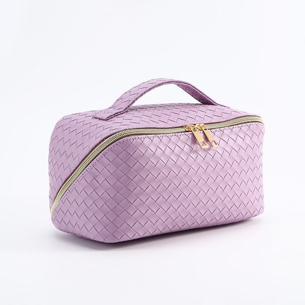

PU makeup bag with high aesthetic value large capacity convenient pillow makeup bag, travel grooming embossing multifunctional storage bag, Pink