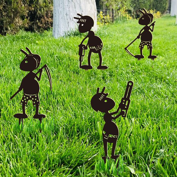 

Home Garden Patio Fence Yard Lawn Art Decor Ant Silhouette Garden With Stakes