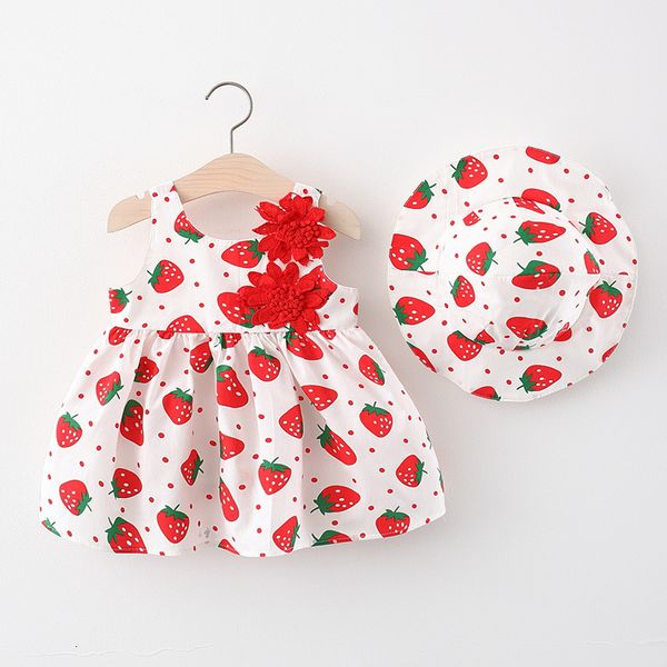 

Summer Strawberry Sundress for Girls - Breathable Cotton, Adjustable Straps, Red