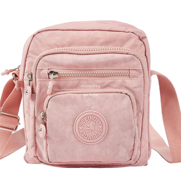 

New daily simple single shoulder crossbody bag foreign trade waterproof wear-resistant lightweight multi-pocket large capacity nylon wash bag wholesale, Pink