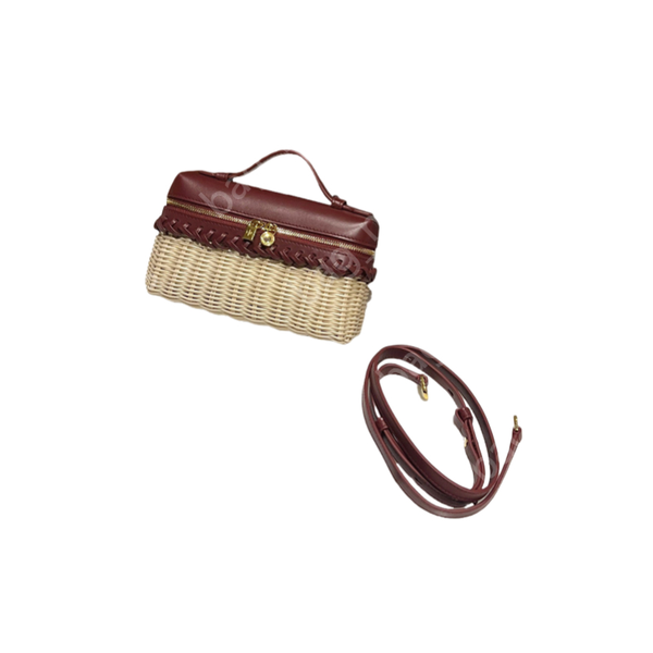 

Women top designer bamboo woven bag luxury shoulder handbag messenger bag small square bag casual ladies bag, L6