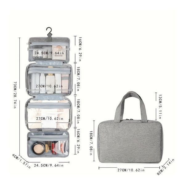 

Portable men's grooming bag with multifunctional dry wet separation large capacity travel storage bag, makeup bag waterproof, Black