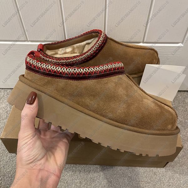 

High Quality Winter Tazz Slippers Women Platform Slippers Chestnut Ladies Slide Slipper Designer Fashion Tasman Slides Sandals Plus Size Womens Booties 35-44 No Box, Colors 2