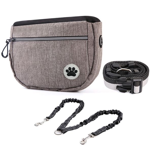 

Pet snack bag walking dog artifact pet training waist bag outdoor dog training snack bag Double ended traction rope