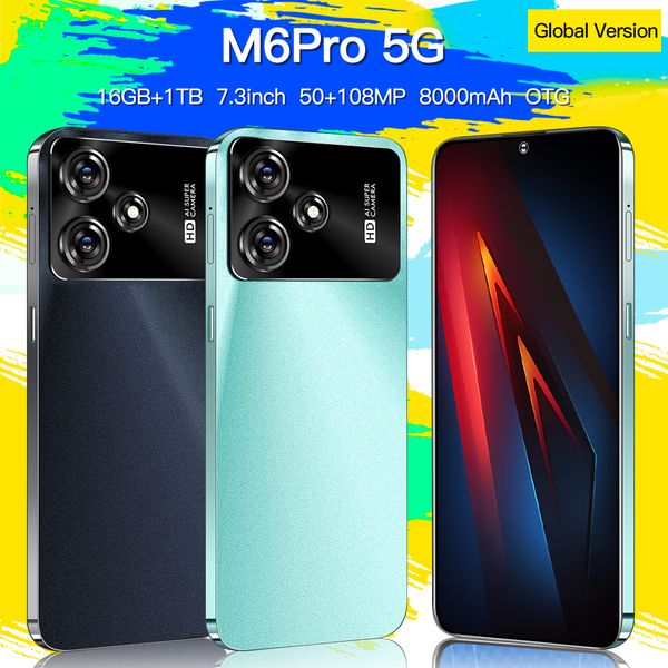 

M6Pro 5G Smartphone 16GB+1TB 7.3 inches 50+108MP 8000mAh OTG, Green