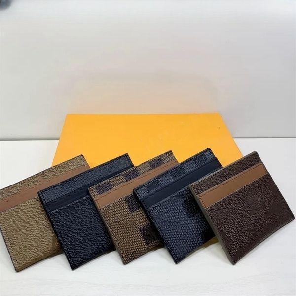 

Designer Card Holder Wallet Short Case Purse Quality Pouch Quilted Genuine Leather Womens Men Purses Mens Key Ring Credit Coin Clutch Mini Bag Brown Canvas, Brown grid