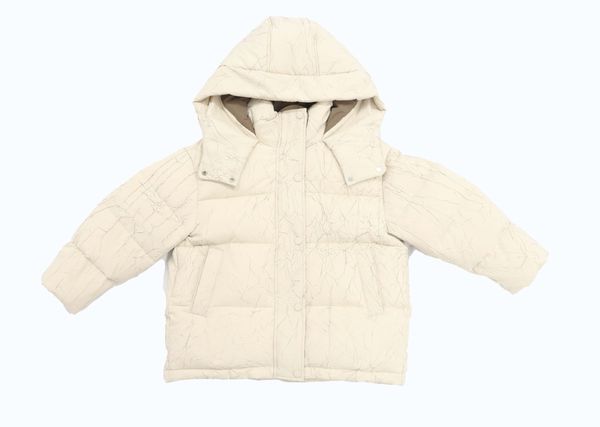 

Kids' Fashionable Thermo-Quilting Protective Windbreaker Coat for Winters, Ivory