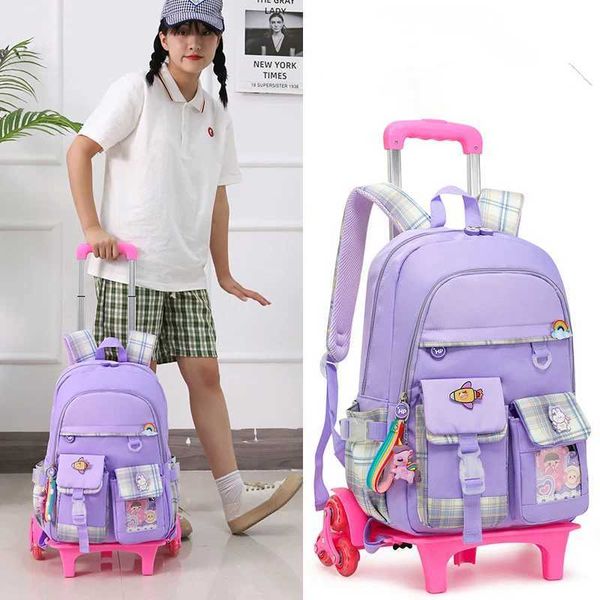 

Children's Orthopedic Trolley Schoolbag, Fresh Wheel Rolg Backpack, Large Capacity Travel Bags for Teenagers, Mochila Y240820, Khaki