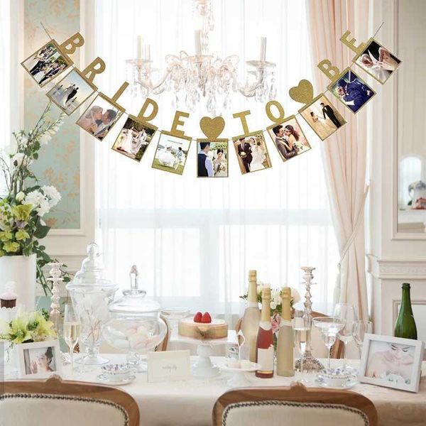 1Set Bride To Be Photo Display Banner Wedding Engagement Party Bachelorette Hen Night Bridal Shower Decor Colored Flag WreathXJ240819