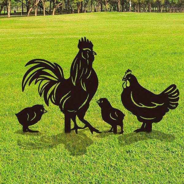 

Metal Black Chicken Home Garden Decorations Animals Garden Decor Metal Garden Art