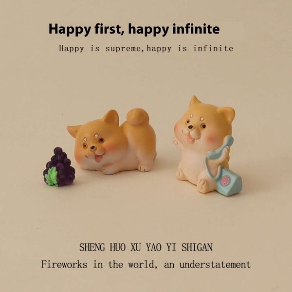 

Ins Mini Cute Cartoon Phone Puppy Grape Micro Landscape Gardening Home Decoration DIY Desktop Ornament