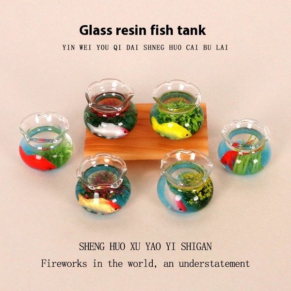 

Adorable Mini Glass Resin Fishbowl - Unique Desktop Healing Landscape Display Perfect for Small Spaces and Kids' Rooms