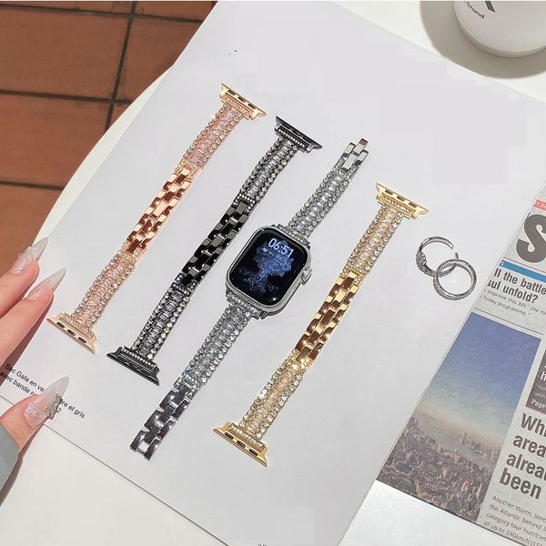 

Diamond Sparkling Metal Strap for Apple Watch Bands 46MM 42mm Luxury Glitter Woman Bracelet for iWatch 10 9 8 7 6 SE 4 5 Ultra Smartwatch Wristband Correa for i