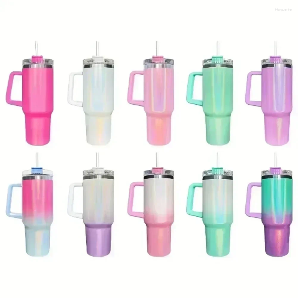 

Water Bottles 2024 1pc Smooth Flat Glass With Lid And Straw 30-ounce /40-ounce Stainless Steel Kettle Handle Portable Cup., Red