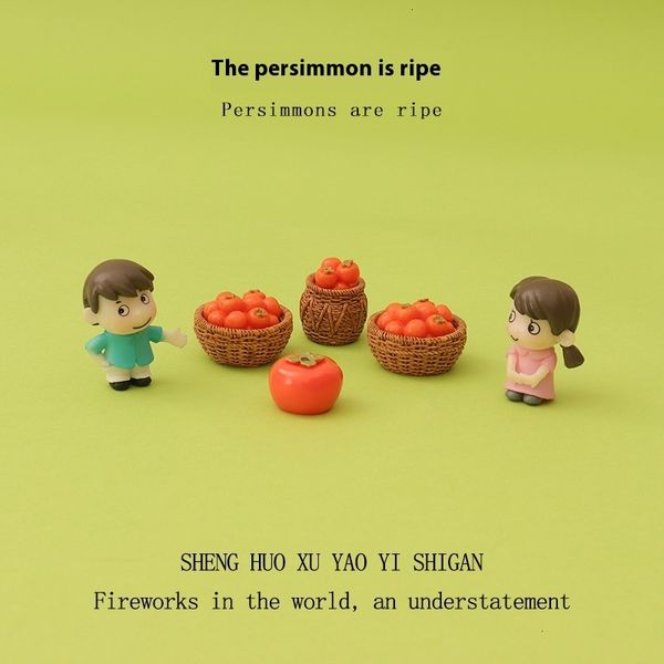 

Adorable Cartoon-Style Male and Female Miniature Persimmons - Ideal Addition for Petite Landscaping Projects at Home