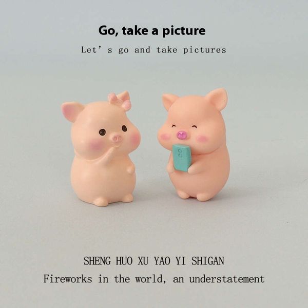 

Cartoon Mini Ins Creative Cute Photo Pig Micro Landscape Creation Baby House DIY Accessories Home Car Decoration