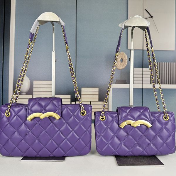 

Fashion designer Handbag Metal chain leather shoulder bag Messenger crossbody bag, Purple