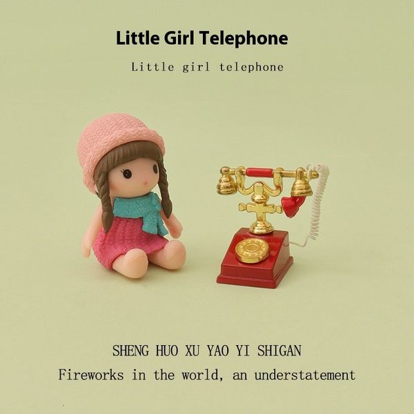 

New Cute Hat, Little Girl, Creative Mini Simulation, Retro Telephone, Babyhouse, Home Accessories, Decorative Ornaments