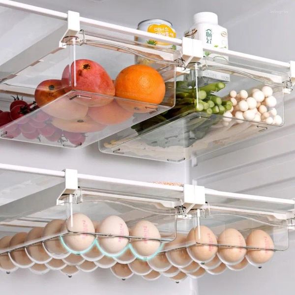 

Kitchen Storage Drawer Type Food Box For Refrigerator Clear Fruit Organizer Rack Holder Under Shelf Slide Plastic Container