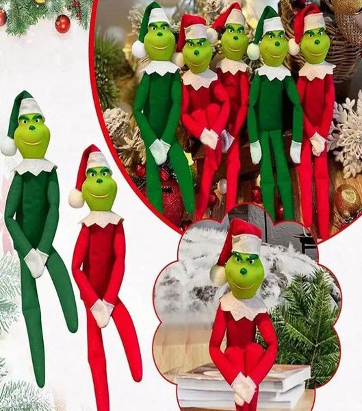 

30cm New Christmas Grinches Dolls Green Hair Monster Plush Toys Home Decorations Elf Ornament Easter Bunnies Pendant Children Birthday Gifts FY3894 0822