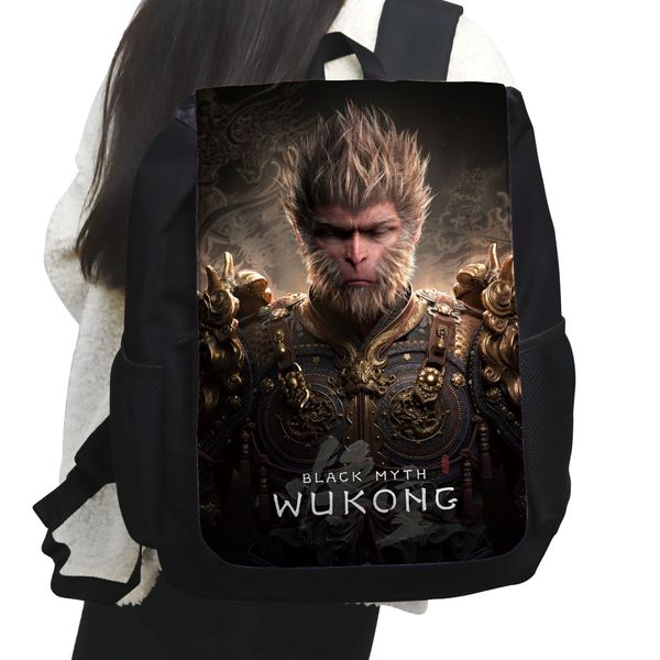 

Black Myth Wukong 3A game surrounding large capacity printed backpack students Journey to the West Sun Wukong all the backpack, Black 6