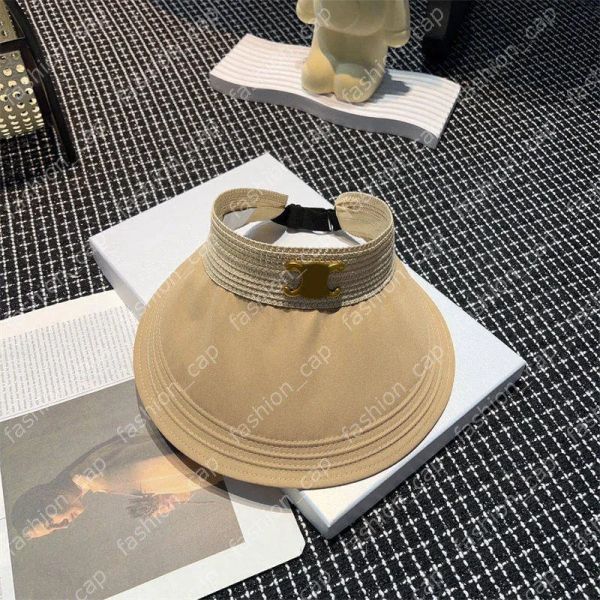 

Designer Grass Braid Visor Hat Womens Sun Hats Fashion Letter Top Empty Caps Ultraviolet-proof Summer Travel Straw Hats Baseball Cap 248221BF, No.2