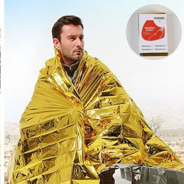 

Blankets Emergency Thermal Poncho Blanket Lightweight Folding Water Resistant Windproof Sunshade Reusable First Aid Camping Mat Pad Cover, Multicolor