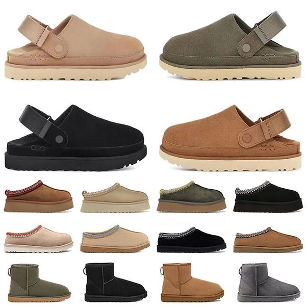 

Unisex Luxury Goldenstar Clog Slides - Premium Designer Tasman Style with Platform Sole for Winter Wear, Brown