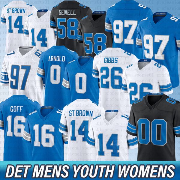 14 Amon-Ra St. Brown 26 Jahmyr Gibbs 87 Sam LaPorta Lions Football Jersey Jared Goff Barry Sanders Penei Sewell Jameson williams Brian Branch Anzalone jersey