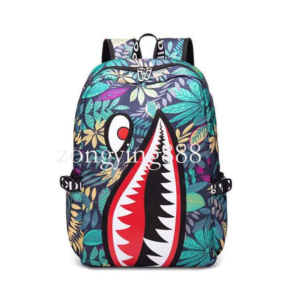 

Designer Shark Pattern Backpack Can Charge Mobile Phone Battery Advanced Leather Large Capacity Unisex Backpack Young Fashion Cartoon Pattern Backpack kid bags b1, Backpack style h