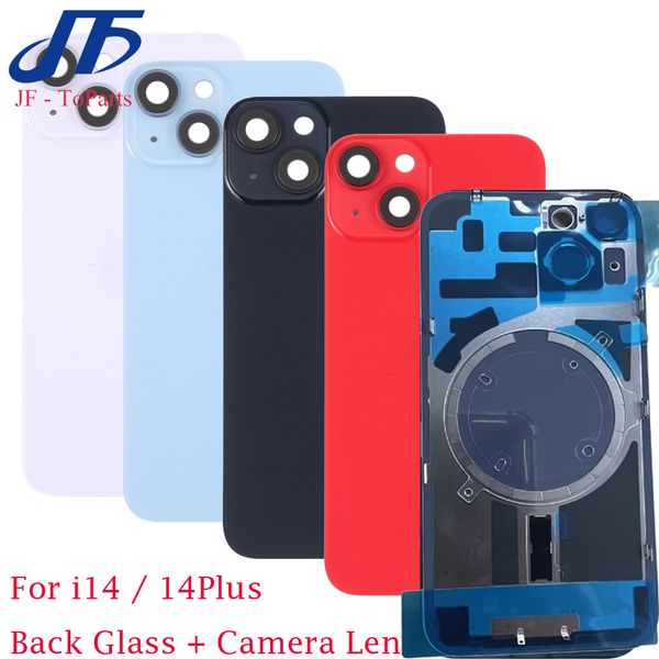 

Replacement For iPhone 14 Plus Back Battery Glass Housing Cover Rear Door Chassis Frame Bezel Metal Plate With Camera Lens