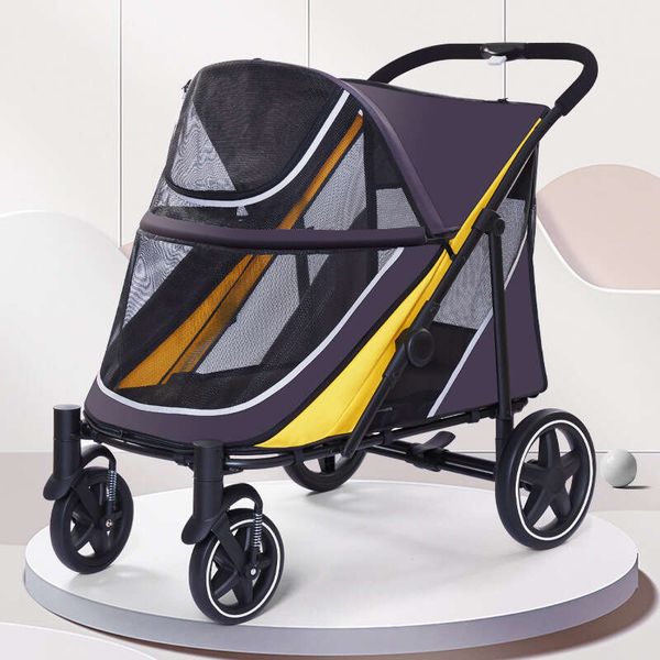 

Cart Large Space Load-bearing 60KG Travel Lightweight Llightweight Folding Stroller For Pet Dog Pull Hello Baby, Beige
