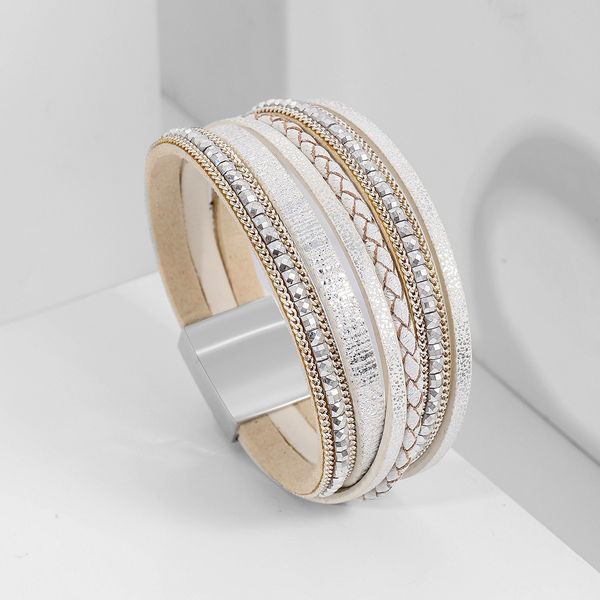 

Hot selling Bohemian bracelet, hand woven leather bracelet, alloy magnetic buckle, fashionable bracelet