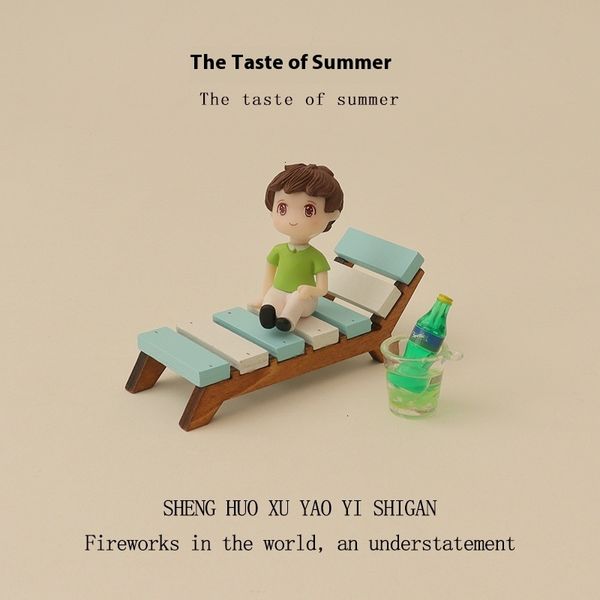 

Cartoon creative mini lounge chair with chilled drinks for little boys, summer micro landscape scenes, decoration ornaments for children's houses