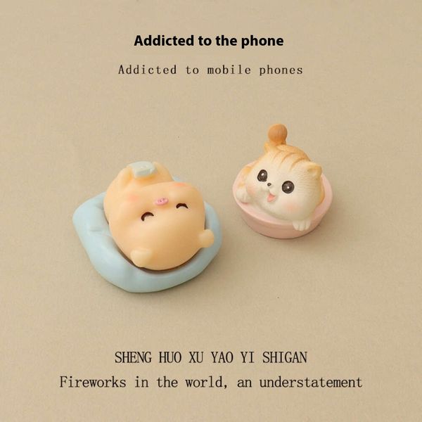 

Creative Cartoon Mini Cute Play Mobile Pig Bathing Cat Micro Landscape Creating Animal Resin Accessories