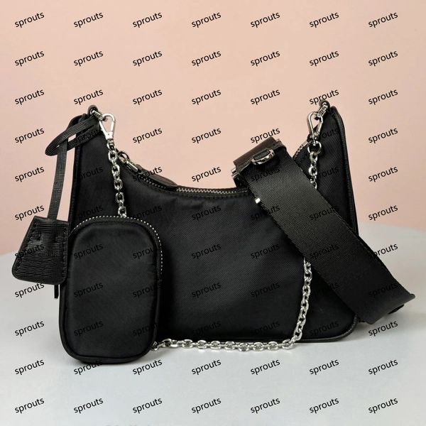

designer hobo nylon 3piece simple multi functional single shoulder underarm casual brand mini handheld chain cross shoulder wallet p, #17