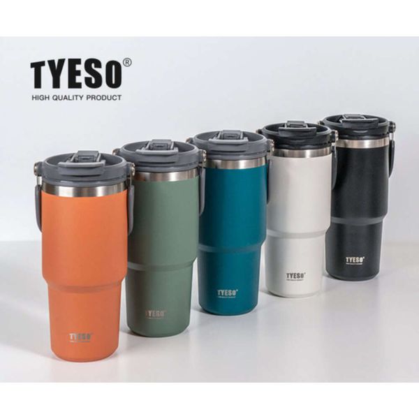

Tyeso handheld ice cream car mounted coffee cup, stainless steel large capacity insulated sports pot, Orange