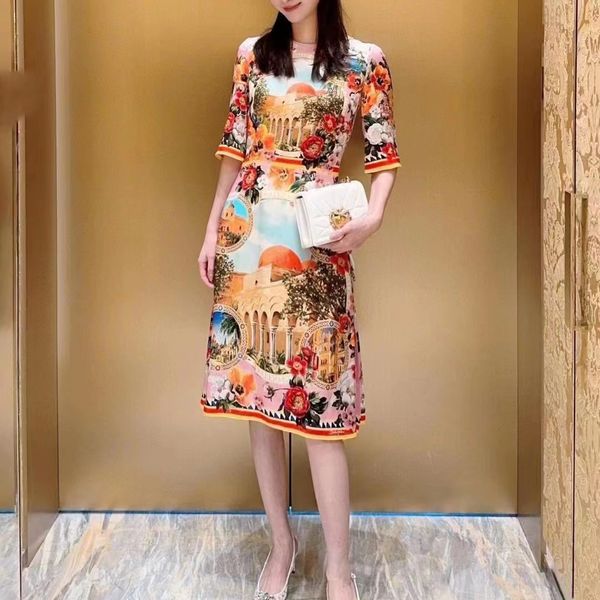 

Designer dresses dresses for woman party dress silk round neck half-sleeved midi birthday dresses dress summer dress womens designer clothing dresses, Multi