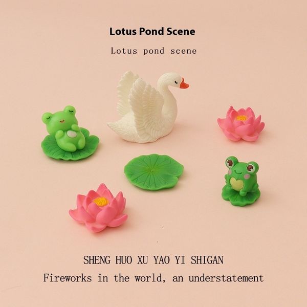 

Froggie & Swan-Shaped Leaf Lotus Microsculpture for Creative Tanks