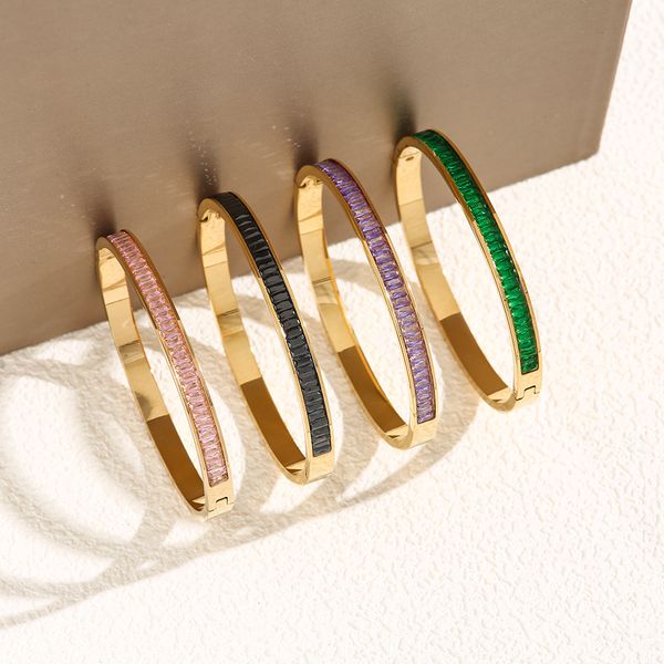

Luxury Stainless Steel Bracelets Women Gold Plated Crystal Cuff Bangle Lovers JewelryAnniversary Birthday Gift no box
