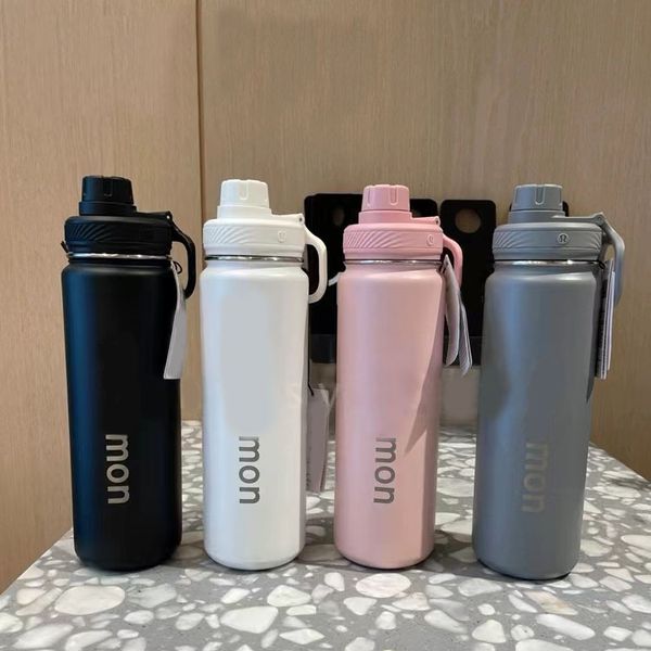 

Water Bottles 710ml Insulated sports bottle Lulu Thermos Cup Stainless steel pure empty portable outdoor leakproof Yoga gym water cup, Yellow